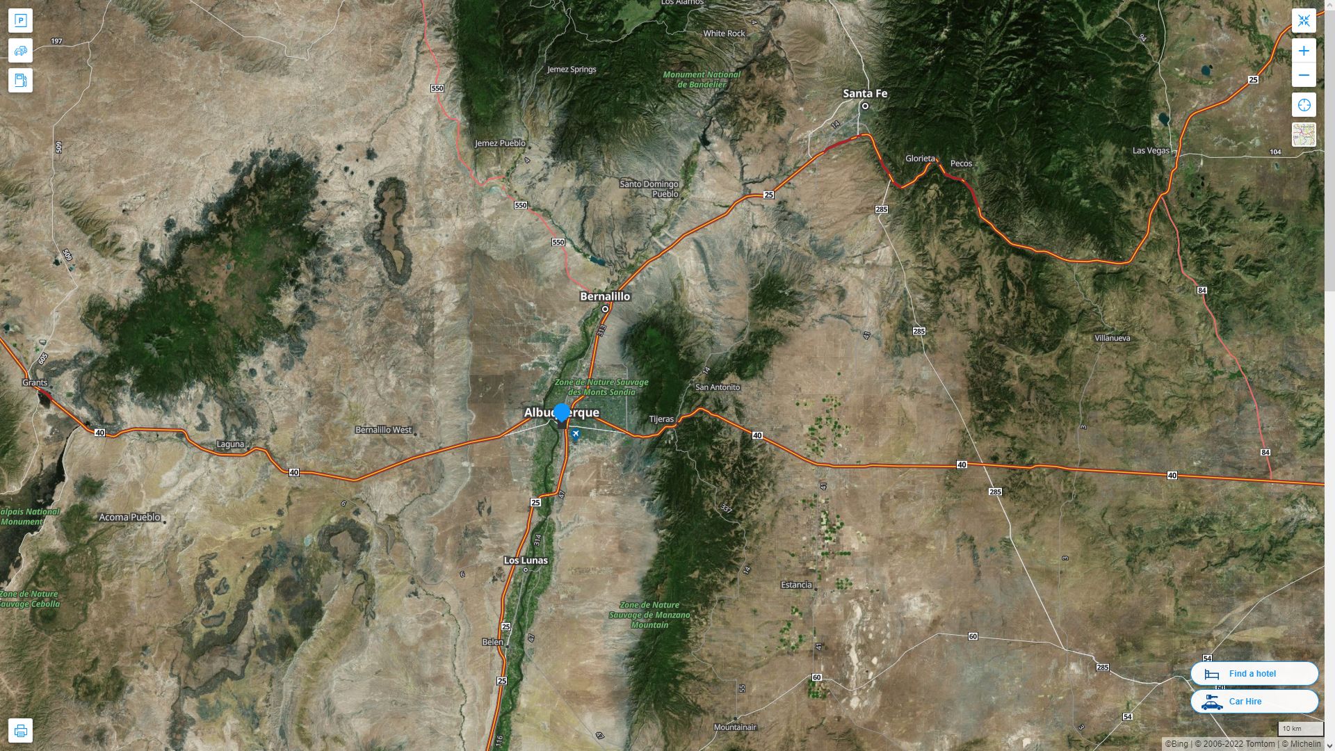 Albuquerque New Mexico Highway and Road Map with Satellite View